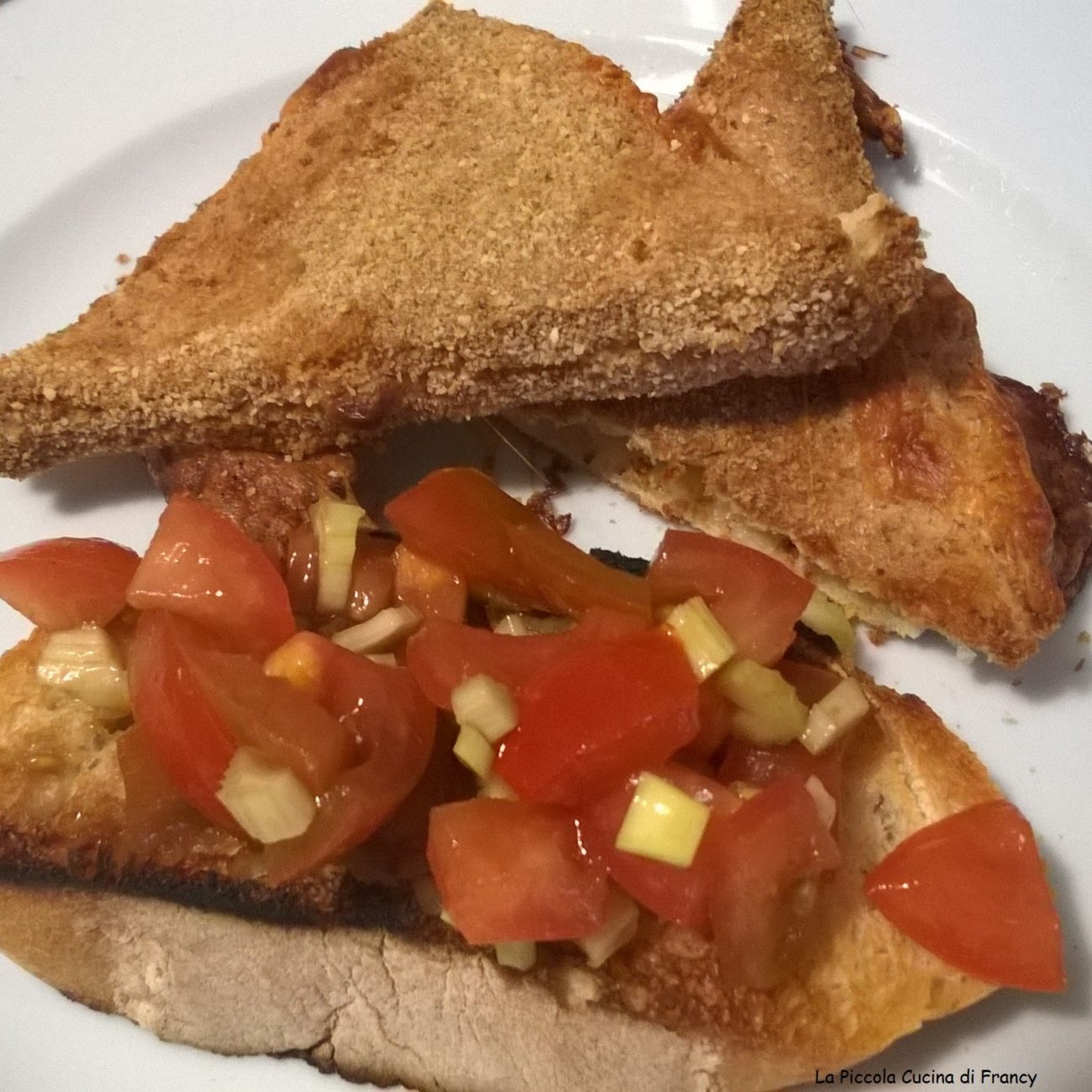 Mozzarelle in carrozza al forno e bruschette alla Marta